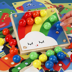 Montessori Wooden Toys Mushroom Nail Pairing Exercise Puzzle