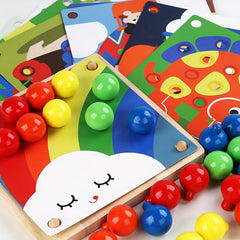 Montessori Wooden Toys Mushroom Nail Pairing Exercise Puzzle