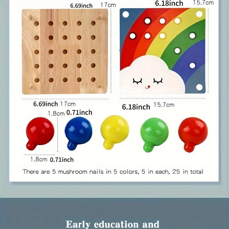 Montessori Wooden Toys Mushroom Nail Pairing Exercise Puzzle