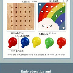 Montessori Wooden Toys Mushroom Nail Pairing Exercise Puzzle