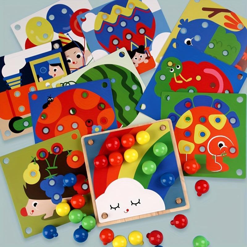 Montessori Wooden Toys Mushroom Nail Pairing Exercise Puzzle