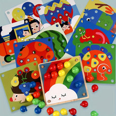 Montessori Wooden Toys Mushroom Nail Pairing Exercise Puzzle