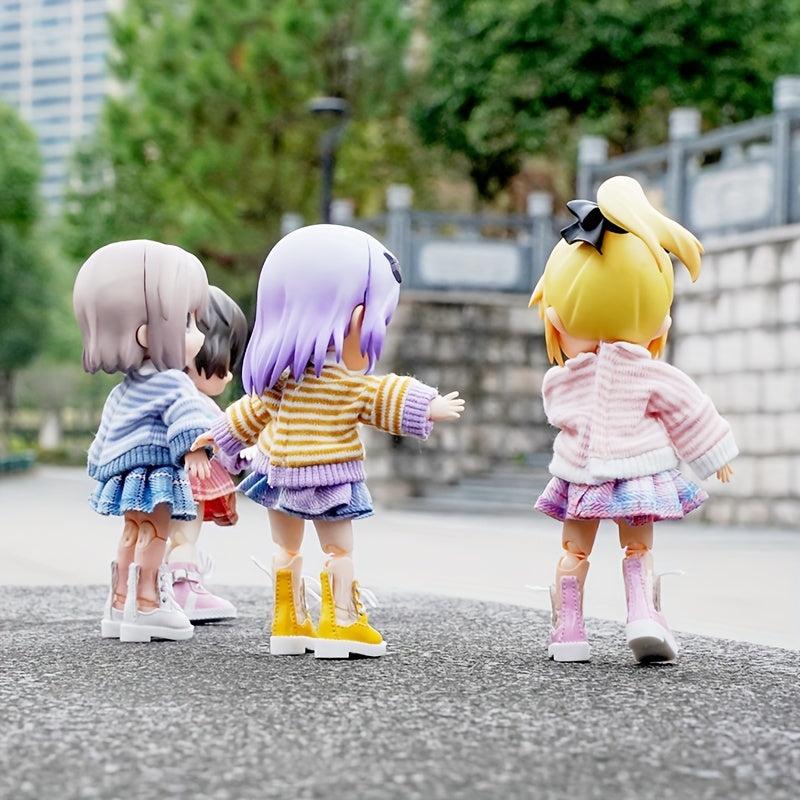 Doll Long Sleeve Striped Shirt & Lapel Sweater
