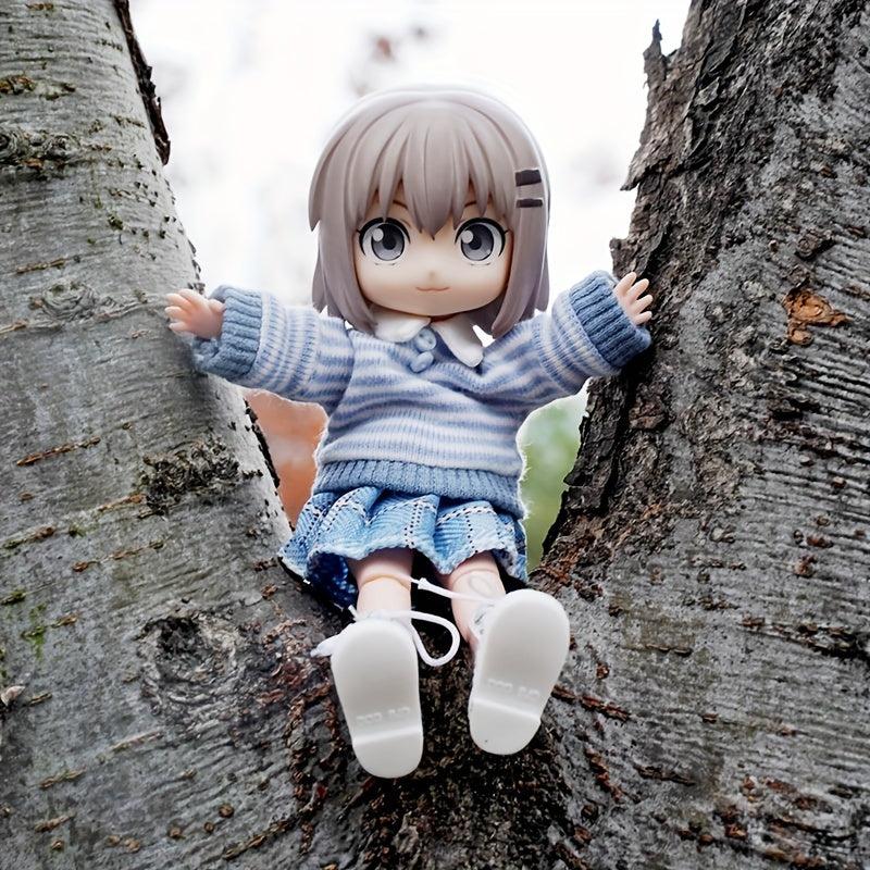 Doll Long Sleeve Striped Shirt & Lapel Sweater