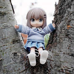 Doll Long Sleeve Striped Shirt & Lapel Sweater