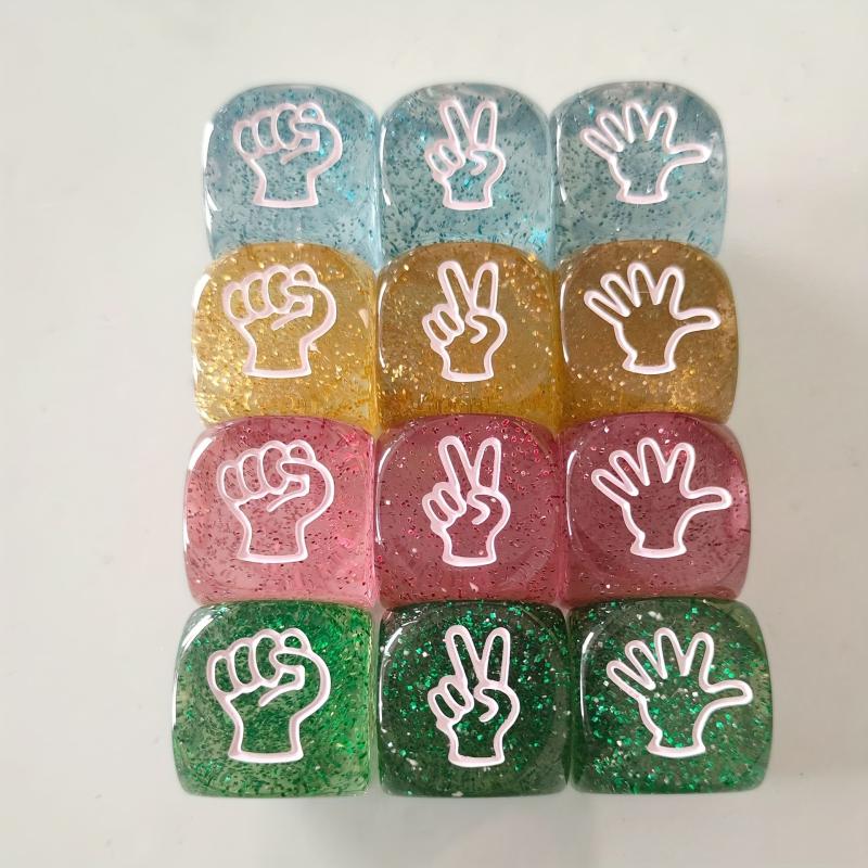 4pcs 20mm Transp Glitter Guessing Dice Set Game Dice