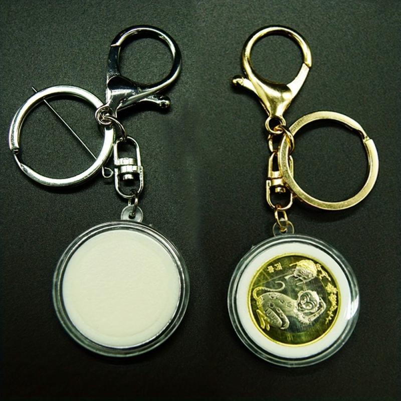 Acrylic Coin Storage Box with Adjustable Keychain - Random