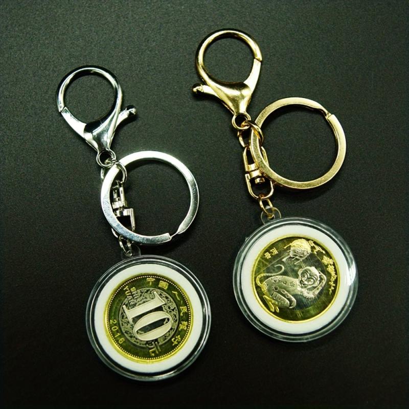 Acrylic Coin Storage Box with Adjustable Keychain - Random