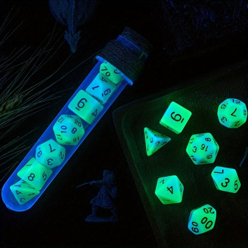 7pcs Test Tube Dice Set With Wooden Plug Luminous Dice for Kids