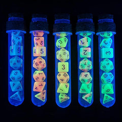 7pcs Test Tube Dice Set With Wooden Plug Luminous Dice for Kids