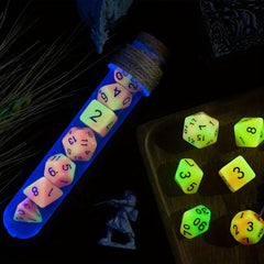 7pcs Test Tube Dice Set With Wooden Plug Luminous Dice for Kids