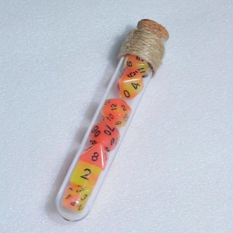 7pcs Test Tube Dice Set With Wooden Plug Luminous Dice for Kids