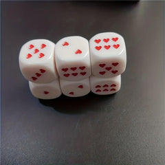 25mm Red Heart Dice Acrylic 6 Sided Round Heart Dice Bar Party Family Game