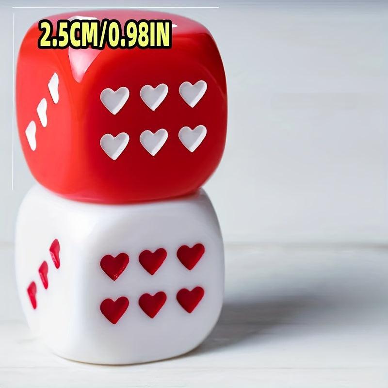 25mm Red Heart Dice Acrylic 6 Sided Round Heart Dice Bar Party Family Game