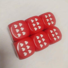 25mm Red Heart Dice Acrylic 6 Sided Round Heart Dice Bar Party Family Game