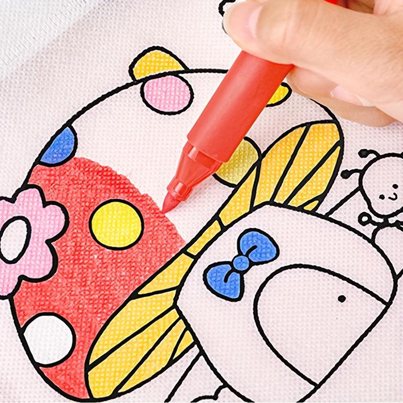 5pcs Kids Hand Painted Doodle Bag Cartoon Non-woven Tote Bag