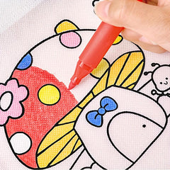 5pcs Kids Hand Painted Doodle Bag Cartoon Non-woven Tote Bag