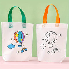 5pcs Kids Hand Painted Doodle Bag Cartoon Non-woven Tote Bag