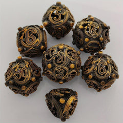Metal Hollow Dragon Dice Set 7 Piece Set Tabletop RPG Dice