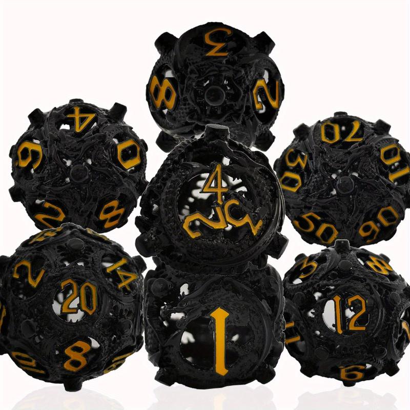 Metal Hollow Dragon Dice Set 7 Piece Set Tabletop RPG Dice