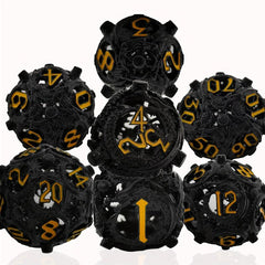 Metal Hollow Dragon Dice Set 7 Piece Set Tabletop RPG Dice