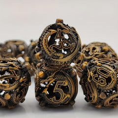 Metal Hollow Dragon Dice Set 7 Piece Set Tabletop RPG Dice
