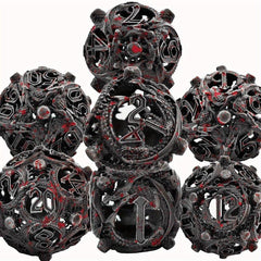 Metal Hollow Dragon Dice Set 7 Piece Set Tabletop RPG Dice
