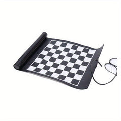 3-In-1 Backgammon Chess Checkers Set PU Leather Travel Roll
