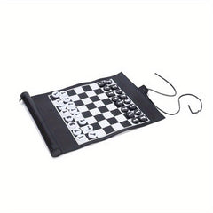 3-In-1 Backgammon Chess Checkers Set PU Leather Travel Roll