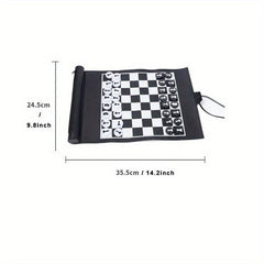 3-In-1 Backgammon Chess Checkers Set PU Leather Travel Roll