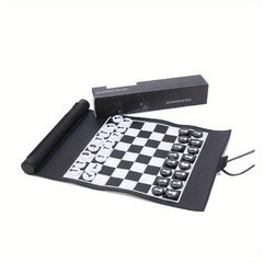 3-In-1 Backgammon Chess Checkers Set PU Leather Travel Roll