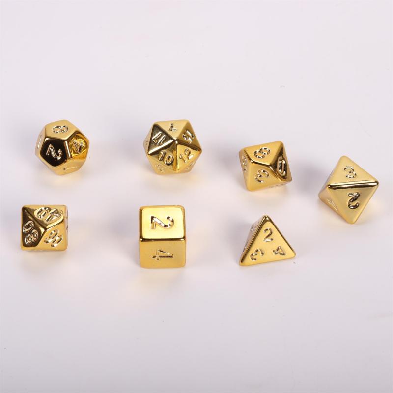 7pcs Golden Polyhedral Dice Set with Storage Bag