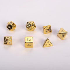 7pcs Golden Polyhedral Dice Set with Storage Bag