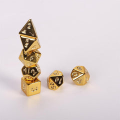 7pcs Golden Polyhedral Dice Set with Storage Bag