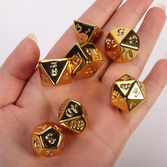 7pcs Golden Polyhedral Dice Set with Storage Bag