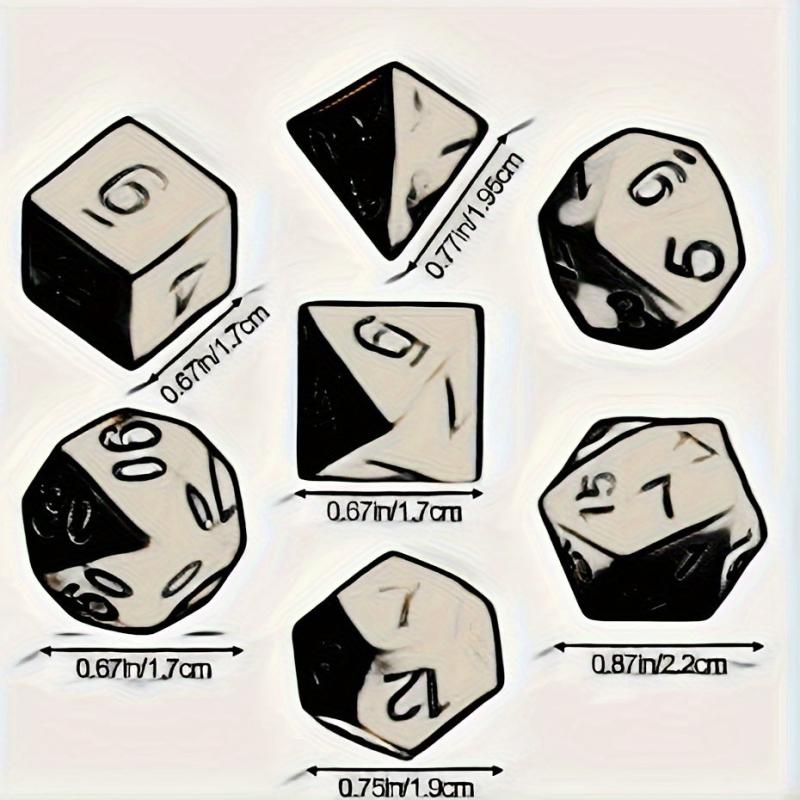 7pcs Golden Polyhedral Dice Set with Storage Bag