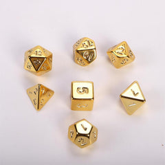 7pcs Golden Polyhedral Dice Set with Storage Bag