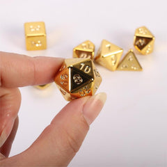 7pcs Golden Polyhedral Dice Set with Storage Bag