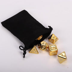 7pcs Golden Polyhedral Dice Set with Storage Bag