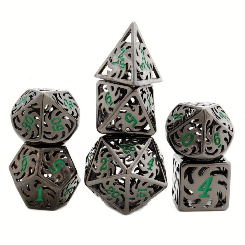 7pcs Hollow Metal Polyhedral Dices for Cosplay Game