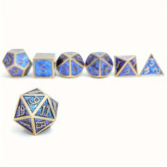 7pcs Iridescent Glitter Flake Metal Polyhedral Dice Set