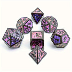 7pcs Iridescent Glitter Flake Metal Polyhedral Dice Set