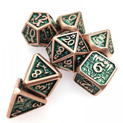 Dragon Scale Metal Copper Green Polyhedral Dice Set