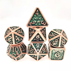 Dragon Scale Metal Copper Green Polyhedral Dice Set