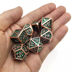 Dragon Scale Metal Copper Green Polyhedral Dice Set