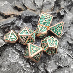 Dragon Scale Metal Copper Green Polyhedral Dice Set