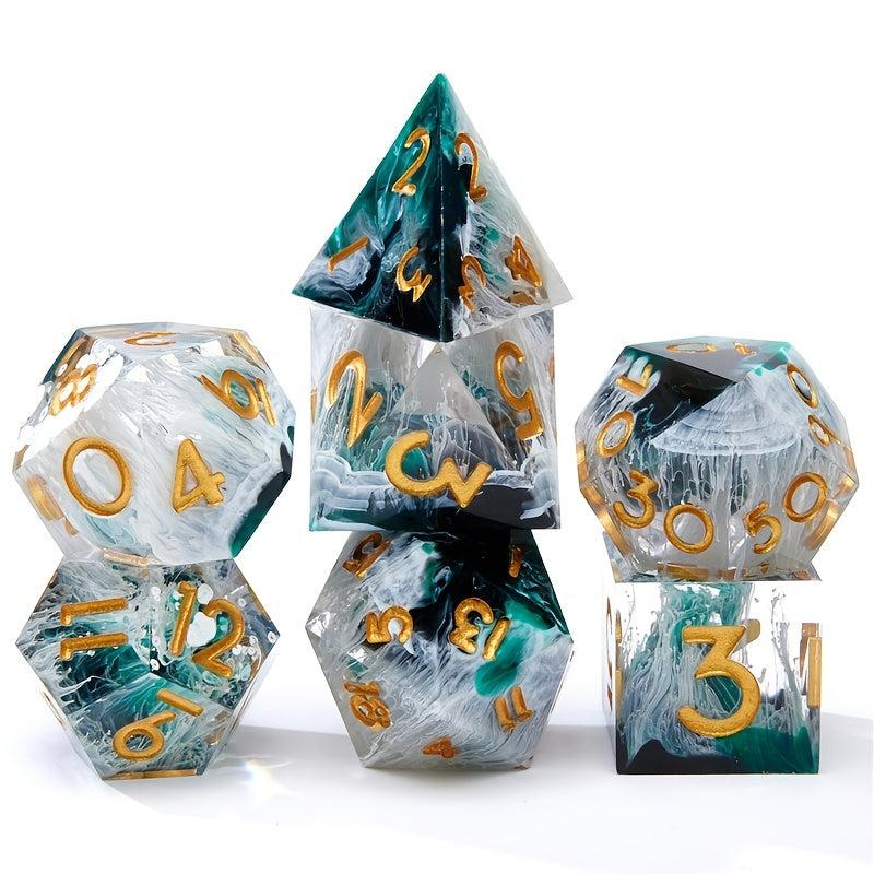 Colored Resin Dice Roll Game 7 Sided Dice Role Playing Board Game Gift