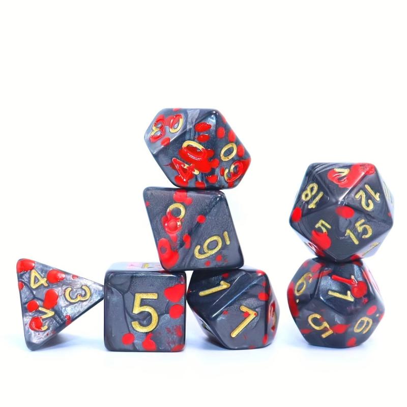 Bloodstained Pearl And Red Polyhedral Dice Set - 7pcs