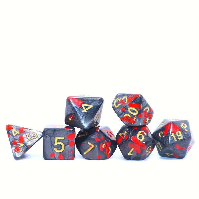 Bloodstained Pearl And Red Polyhedral Dice Set - 7pcs