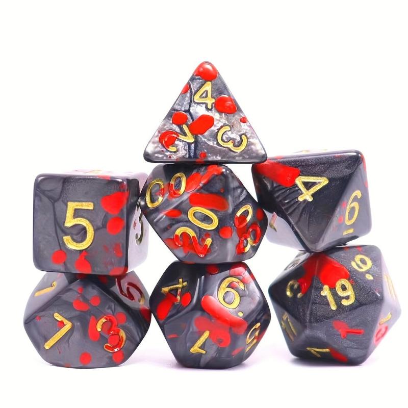 Bloodstained Pearl And Red Polyhedral Dice Set - 7pcs